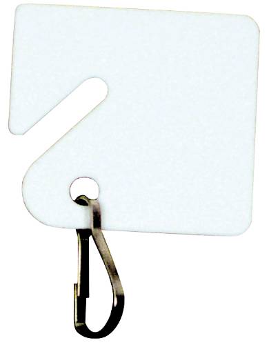 SLOTTED KEY TAG WITH SNAP RINGS WHITE - Click Image to Close