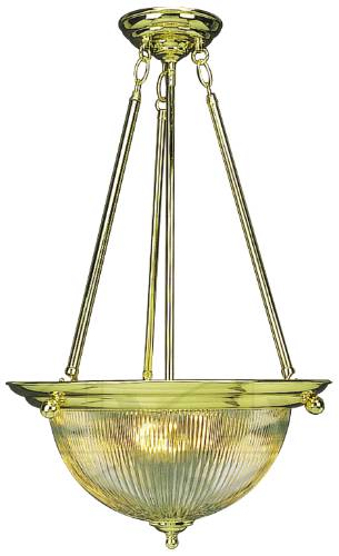 CHANDELIER CEILING FIXTURE WITH CLEAR RIBBED GLASS, MAXIMUM THRE