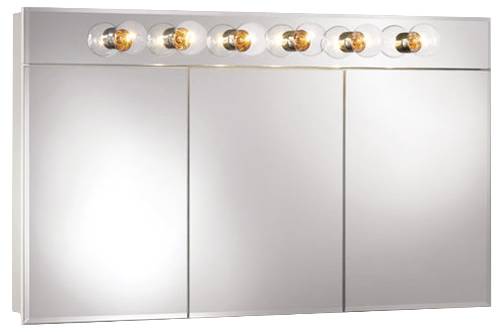 TRIVIEW MEDICINE CABINET 48 IN. X 28 IN. WHITE LIGHTED - Click Image to Close