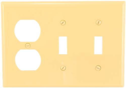 THREE GANG COMBINATION SWITCH AND DUPLEX OUTLET WALLPLATE - Click Image to Close