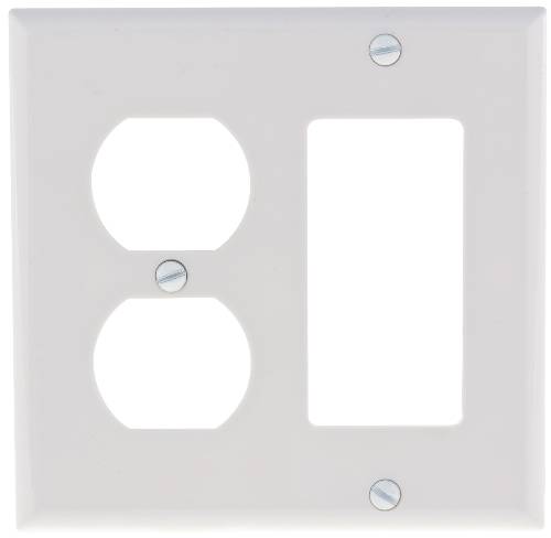 COMBINATION DUPLEX OUTLET AND DECORATOR WALLPLATE WHITE