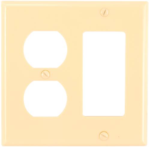 COMBINATION DUPLEX OUTLET AND DECORATOR WALLPLATE IVORY