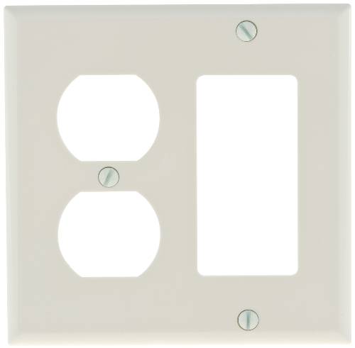 COMBINATION DUPLEX OUTLET AND DECORATOR WALLPLATE ALMOND - Click Image to Close