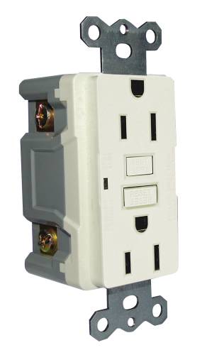 GFCI RECEPTACLE TAMPER RESISTANT, 15 AMP, ALMOND - Click Image to Close