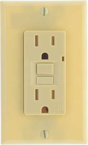 GFCI RECEPTACLE TAMPER RESISTANT, 15 AMP, IVORY - Click Image to Close