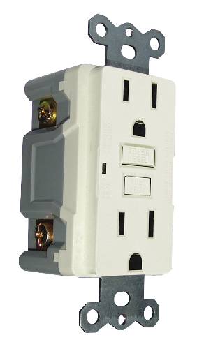 GFCI RECEPTACLE TAMPER RESISTANT, 15 AMP, WHITE - Click Image to Close