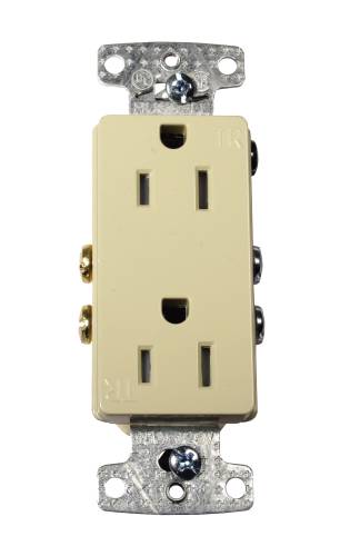 DECORATOR RECEPTACLE 15 AMPS ALMOND - Click Image to Close