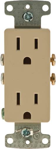 DECORATOR RECEPTACLE SELF GROUNDING 15 AMPS IVORY - Click Image to Close