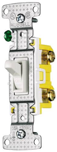 TOGGLE SWITCH 3 WAY SELF GROUNDING 15A 120V WHITE