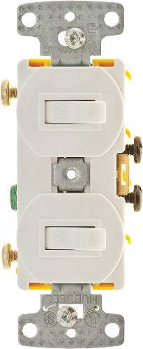 2 GANG SWITCH COMBO 15 AMP WHITE - Click Image to Close