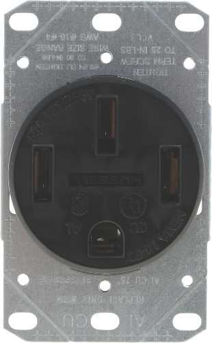 RANGE & DRYER RECEPTACLE 50 AMP 3 POLE 4 WIRE BLACK RANGE & DRYER RECEPTACLE 50 AMP 3 POLE 4 WIRE BLACK