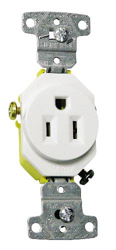 RECEPTACLE 15A SINGLE TAMPER PROOF SELF GROUNDING ALMOND