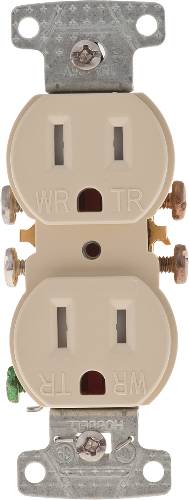 SELF GROUNDING & TAMPER PROOF DUPLEX RECEPTACLE 15 AMPS IVORY