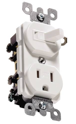 COMBO SWITCH/RECEPTACLE TAMPER PROOF 15 AMPS IVORY