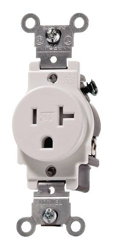 RECEPTACLE SINGLE POLE 20A TAMPER PROOF IVORY - Click Image to Close