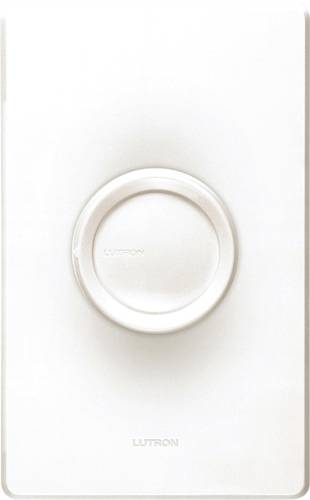 LUTRON ROTARY 1P PUSH ON/OFF DIMMER 600W WHITE - Click Image to Close