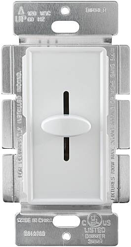 DIMMER-SLIDE, SINGLE POLE, WHITE - Click Image to Close