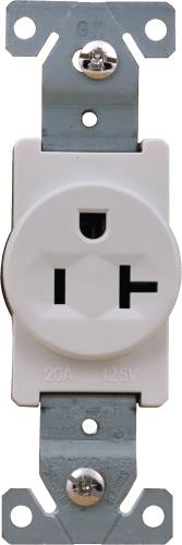 SINGLE RECEPTACLE 20 AMPS 125 VOLTS WHITE - Click Image to Close