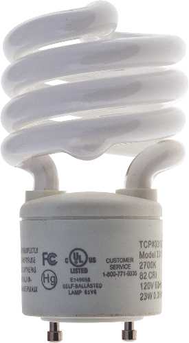 TCP SPRINGLAMP GU24 BASE SPIRAL COMPACT FLUORESCENT LAMP, 23 WA