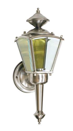 OUTDOOR WALL LATERN FIXTURE 14 IN. BRUSHED NICKEL - Click Image to Close