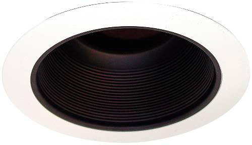 RECESSED LIGHTING METAL BAFFLE TRIM 6 IN. BLACK WITH WHITE TRIM - Click Image to Close