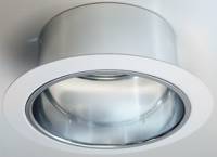 RECESSED LIGHTING BAFFLE 5 IN. CHROME WITH WHITE TRIM RING - Click Image to Close