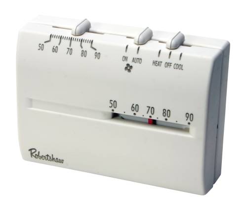 ROBERTSHAW DELUXE MECHANICAL HEAT AND COOL THERMOSTAT, 24 VOLT - Click Image to Close