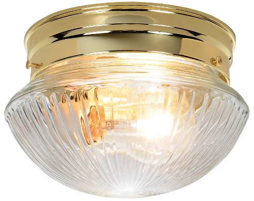 RIBBED MUSHROOM SHAPED CLEAR GLASS CEILING FIXTURE, MAXIMUM TWO
