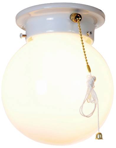 GLOBE CEILING FIXTURE WITH PULL CHAIN, MAXIMUM ONE 60 WATT INCAN - Click Image to Close