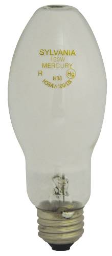 SYLVANIA BRIGHT WHITE DELUXE MERCURY VAPOR LAMP 100 WATTS - Click Image to Close
