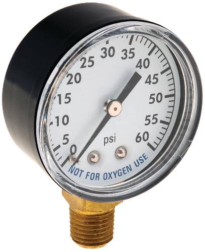 PRESSURE GAUGE 0 TO 60 BACK MOUNT - Click Image to Close