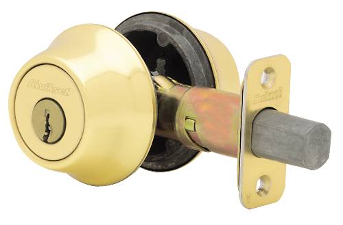 KWIKSET DEADBOLT DOUBLE CYLINDER POLISHED BRASS - Click Image to Close
