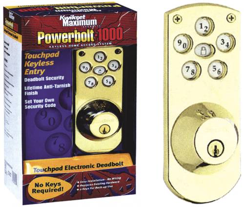 KWIKSET POWER DEADBOLT POLISHED BRASS - Click Image to Close