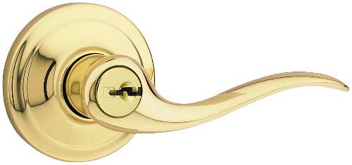 KWIKSET TUSTIN ENTRY LEVERSET POLISHED BRASS - Click Image to Close