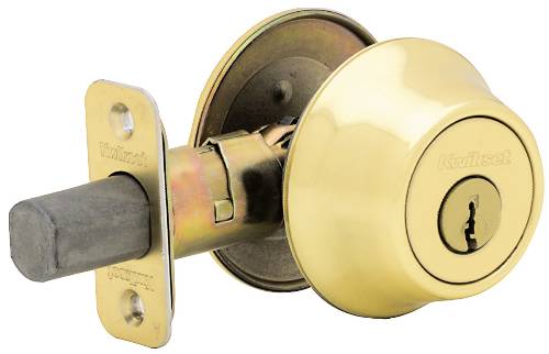KWIKSET ENTRY/DEADLOCK LESS LATCH POLISHED BRASS - Click Image to Close