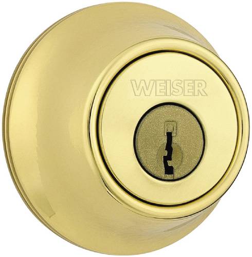 WEISER ELEMENTS SERIES DBL CYL STANDARD DUTY DEADLOCK ANT BRASS - Click Image to Close