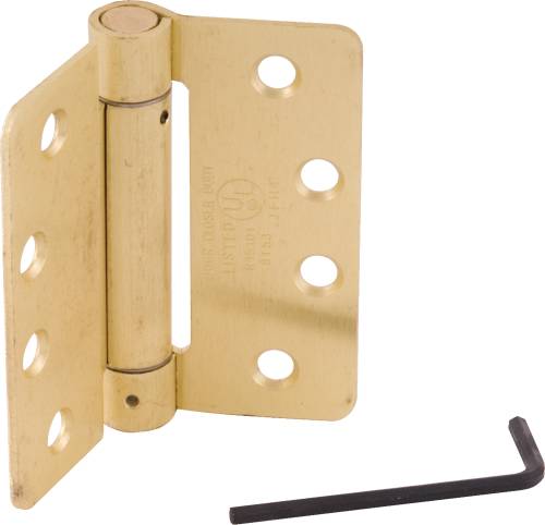 SPRING HINGE 4 IN. X 4 IN. SATIN BRASS - Click Image to Close