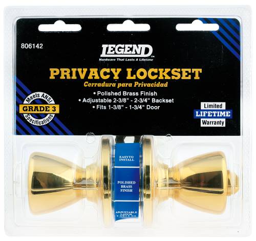 LEGEND PRIVACY LOCK POLISHED BRASS CLAM - Click Image to Close