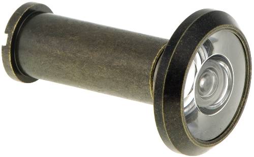 DOOR VIEWER, 180 DEG ANTIQUE BRASS , 1/2 IN. HOLE, FITS 1-3/8 IN - Click Image to Close