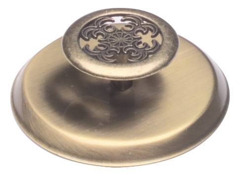 KNOB AND BACKPLATE 2-3/4 IN. DIAMETER ANTIQUE BRASS - Click Image to Close