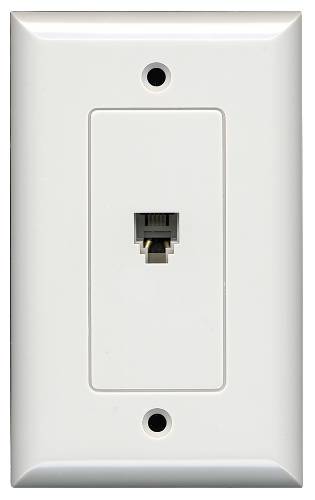 PHONE JACK MODULAR WITH WALL PLATE 1 PIECE WHITE