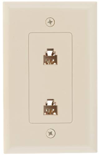 PHONE JACK MODULAR WITH WALL PLATE 1 PIECE IVORY