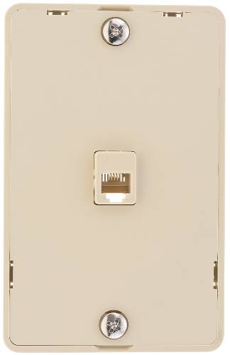 PHONE JACK MODULAR 4 CONVERTOR WITH WALL PLATE IVORY