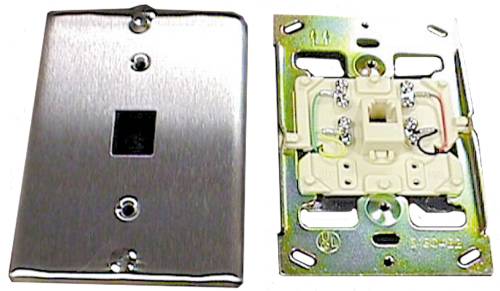 PHONE JACK MODULAR 4 CONVERTOR WITH WALL PLATE STAINLESS STEEL