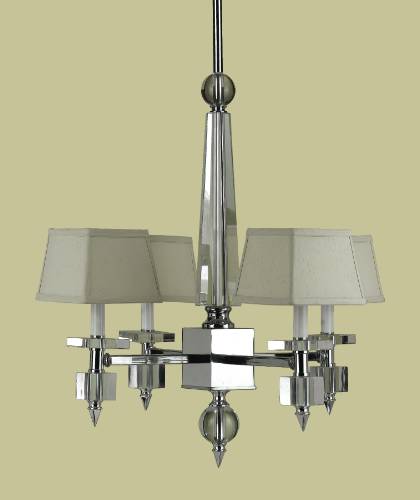 4 LIGHT CEILING LAMP WITH IVORY FABRIC SHADE - Click Image to Close