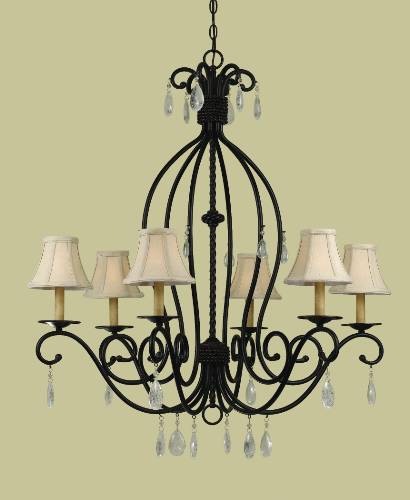 6 LITE CHANDELIER WITH FABRIC SHADE