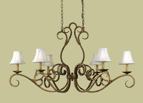 6 LITE CHANDELIER WITH FABRIC SHADE - Click Image to Close