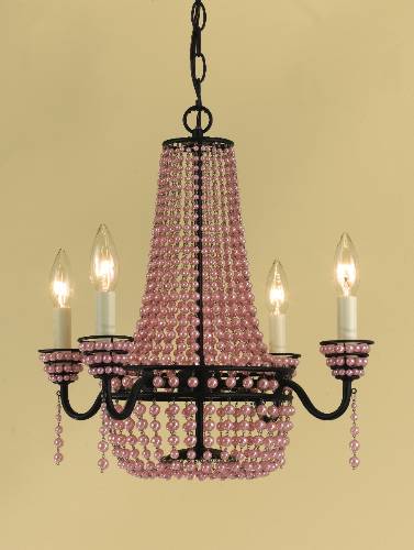 4 LIGHT CHANDELIER PINK COLOR - Click Image to Close