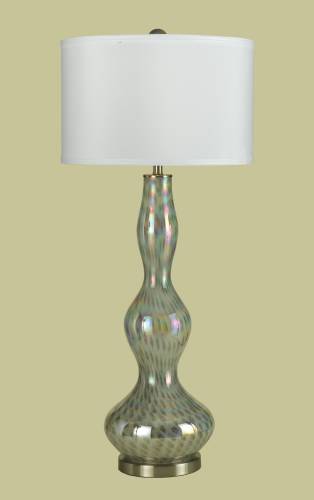TABLE LAMP BLUE CONE GLASS BASE - Click Image to Close