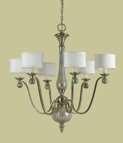 6 LIGHT BLUE GLASS AND SILVER NICKEL FIXTURE - Click Image to Close